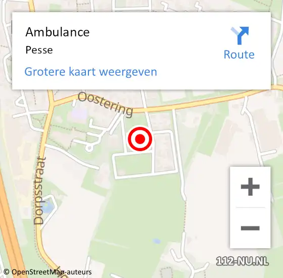 Locatie op kaart van de 112 melding: Ambulance Pesse op 19 maart 2015 15:27