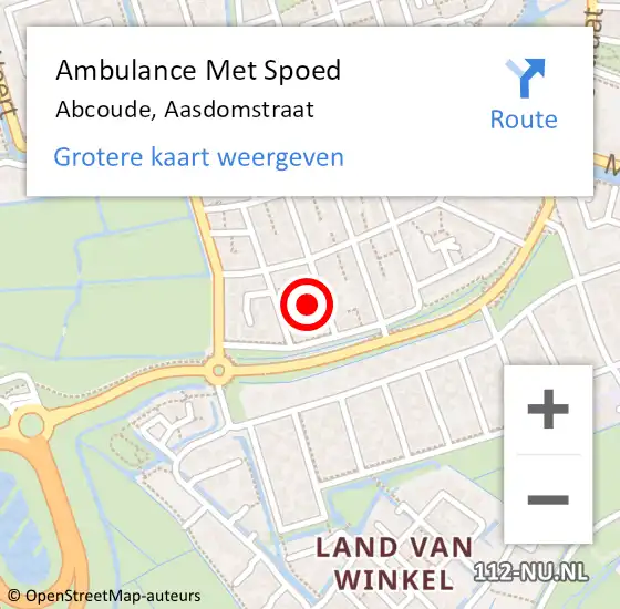 Locatie op kaart van de 112 melding: Ambulance Met Spoed Naar Abcoude, Aasdomstraat op 19 maart 2015 15:43