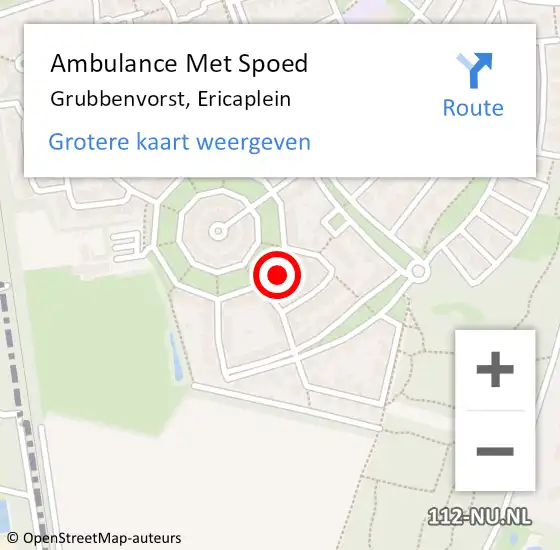 Locatie op kaart van de 112 melding: Ambulance Met Spoed Naar Grubbenvorst, Ericaplein op 19 maart 2015 16:22