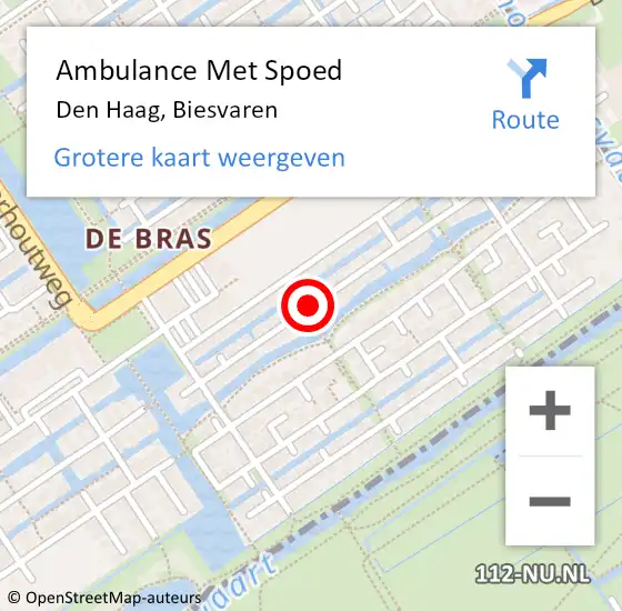 Locatie op kaart van de 112 melding: Ambulance Met Spoed Naar Den Haag, Biesvaren op 20 maart 2015 02:22