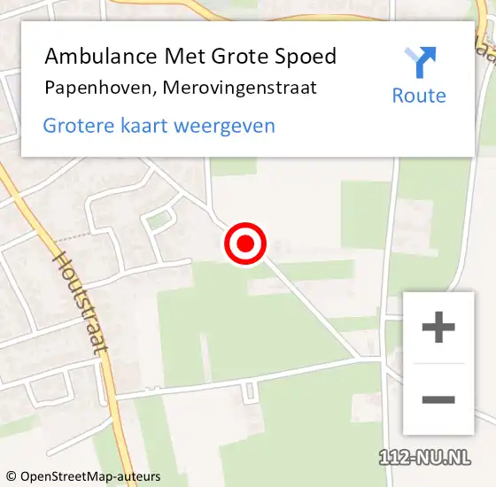 Locatie op kaart van de 112 melding: Ambulance Met Grote Spoed Naar Papenhoven, Merovingenstraat op 2 november 2013 11:29
