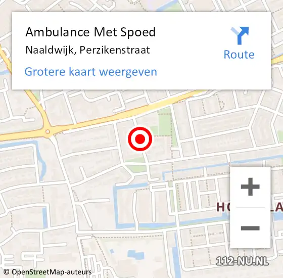Locatie op kaart van de 112 melding: Ambulance Met Spoed Naar Naaldwijk, Perzikenstraat op 20 maart 2015 22:02