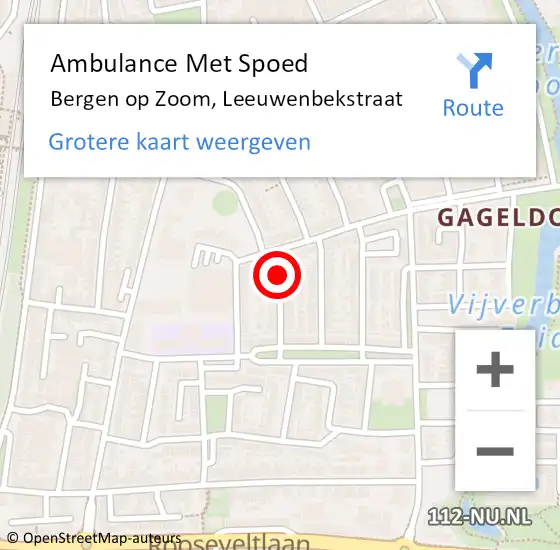 Locatie op kaart van de 112 melding: Ambulance Met Spoed Naar Bergen op Zoom, Leeuwenbekstraat op 2 november 2013 12:32