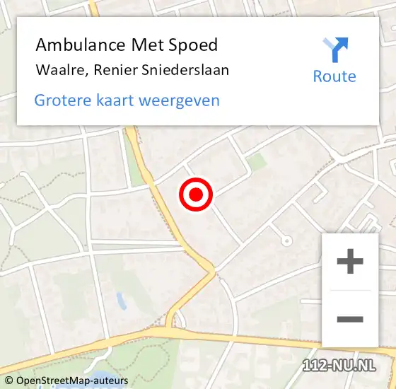 Locatie op kaart van de 112 melding: Ambulance Met Spoed Naar Waalre, Renier Sniederslaan op 21 maart 2015 14:38