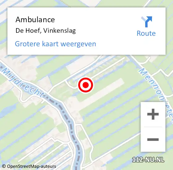 Locatie op kaart van de 112 melding: Ambulance De Hoef, Vinkenslag op 2 november 2013 12:59