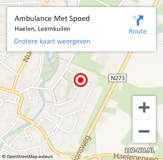 Locatie op kaart van de 112 melding: Ambulance Met Spoed Naar Haelen, Leemkuilen op 22 maart 2015 00:42
