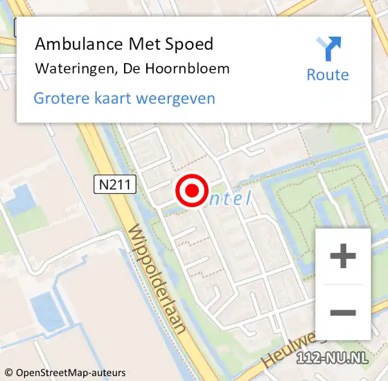 Locatie op kaart van de 112 melding: Ambulance Met Spoed Naar Wateringen, De Hoornbloem op 22 maart 2015 06:27