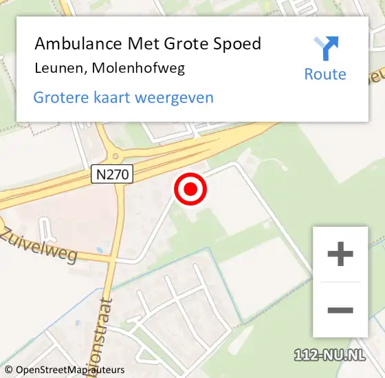 Locatie op kaart van de 112 melding: Ambulance Met Grote Spoed Naar Leunen, Molenhofweg op 22 maart 2015 07:54