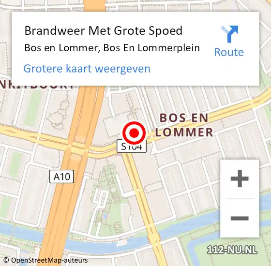 Locatie op kaart van de 112 melding: Brandweer Met Grote Spoed Naar Bos en Lommer, Bos En Lommerplein op 22 maart 2015 10:25