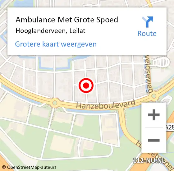 Locatie op kaart van de 112 melding: Ambulance Met Grote Spoed Naar Hooglanderveen, Leilat op 22 maart 2015 14:22