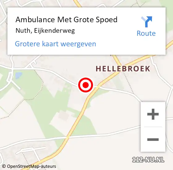 Locatie op kaart van de 112 melding: Ambulance Met Grote Spoed Naar Nuth, Eijkenderweg op 11 september 2013 15:41