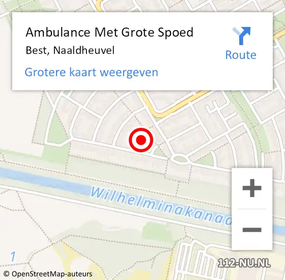 Locatie op kaart van de 112 melding: Ambulance Met Grote Spoed Naar Best, Naaldheuvel op 22 maart 2015 23:39