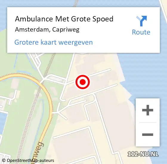 Locatie op kaart van de 112 melding: Ambulance Met Grote Spoed Naar Amsterdam, Capriweg op 23 maart 2015 13:08