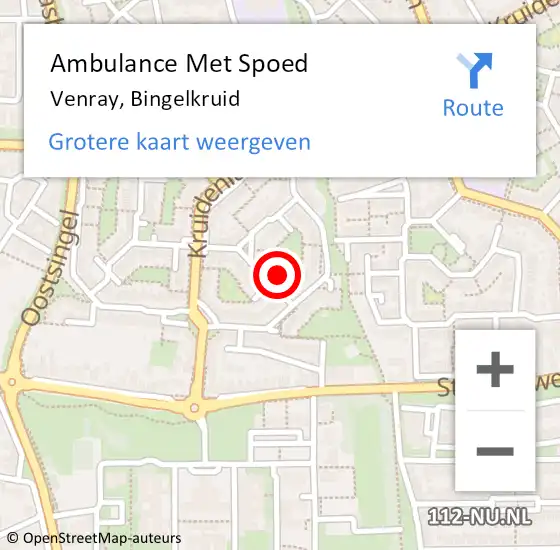Locatie op kaart van de 112 melding: Ambulance Met Spoed Naar Venray, Bingelkruid op 23 maart 2015 13:49