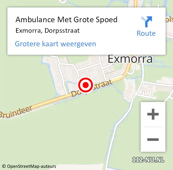 Locatie op kaart van de 112 melding: Ambulance Met Grote Spoed Naar Exmorra, Dorpsstraat op 23 maart 2015 16:04
