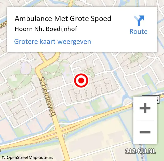 Locatie op kaart van de 112 melding: Ambulance Met Grote Spoed Naar Hoorn Nh, Boedijnhof op 23 maart 2015 16:47