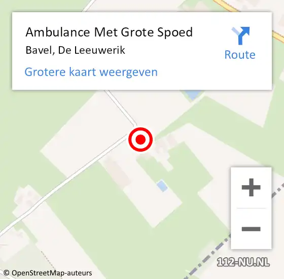 Locatie op kaart van de 112 melding: Ambulance Met Grote Spoed Naar Bavel, De Leeuwerik op 23 maart 2015 22:24