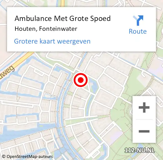 Locatie op kaart van de 112 melding: Ambulance Met Grote Spoed Naar Houten, Fonteinwater op 24 maart 2015 07:54