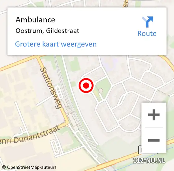 Locatie op kaart van de 112 melding: Ambulance Oostrum, Gildestraat op 24 maart 2015 08:07