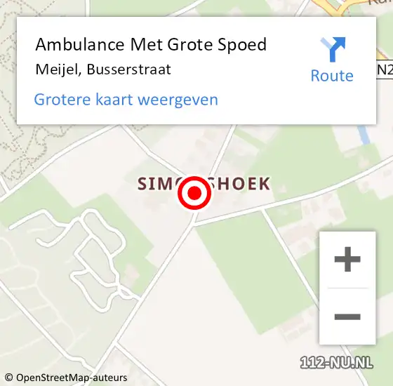 Locatie op kaart van de 112 melding: Ambulance Met Grote Spoed Naar Meijel, Busserstraat op 24 maart 2015 08:12