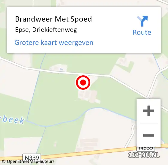 Locatie op kaart van de 112 melding: Brandweer Met Spoed Naar Epse, Driekieftenweg op 2 november 2013 17:27