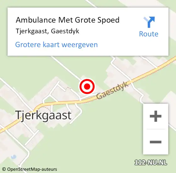 Locatie op kaart van de 112 melding: Ambulance Met Grote Spoed Naar Tjerkgaast, Gaestdyk op 24 maart 2015 15:41