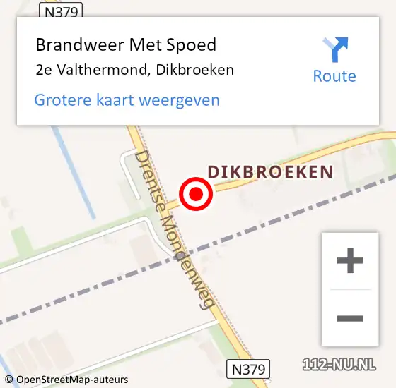 Locatie op kaart van de 112 melding: Brandweer Met Spoed Naar 2e Valthermond, Dikbroeken op 24 maart 2015 16:33