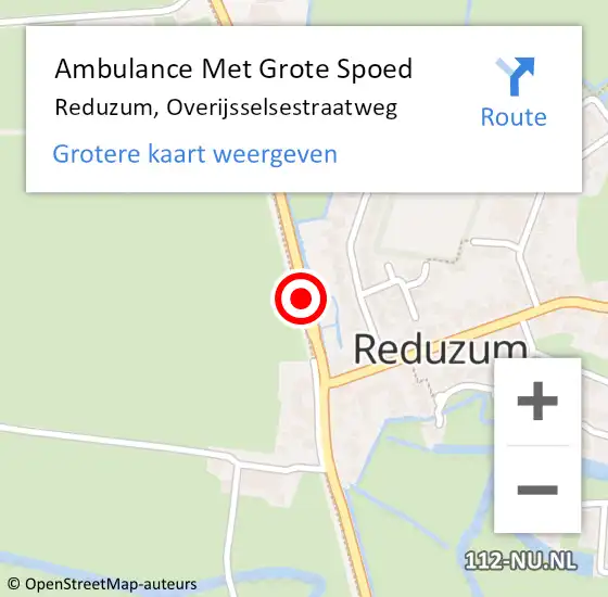 Locatie op kaart van de 112 melding: Ambulance Met Grote Spoed Naar Reduzum, Overijsselsestraatweg op 2 november 2013 18:05