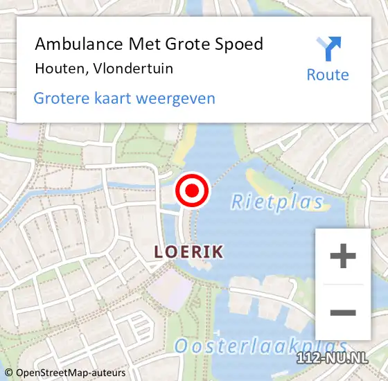 Locatie op kaart van de 112 melding: Ambulance Met Grote Spoed Naar Houten, Vlondertuin op 25 maart 2015 09:41