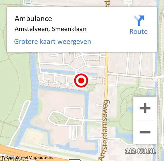 Locatie op kaart van de 112 melding: Ambulance Amstelveen, Smeenklaan op 25 maart 2015 14:26