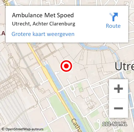 Locatie op kaart van de 112 melding: Ambulance Met Spoed Naar Utrecht, Achter Clarenburg op 26 maart 2015 03:55