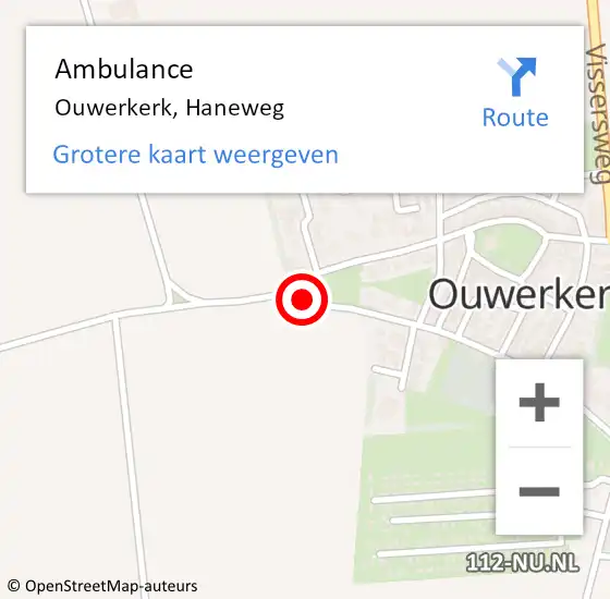 Locatie op kaart van de 112 melding: Ambulance Ouwerkerk, Haneweg op 26 maart 2015 09:58