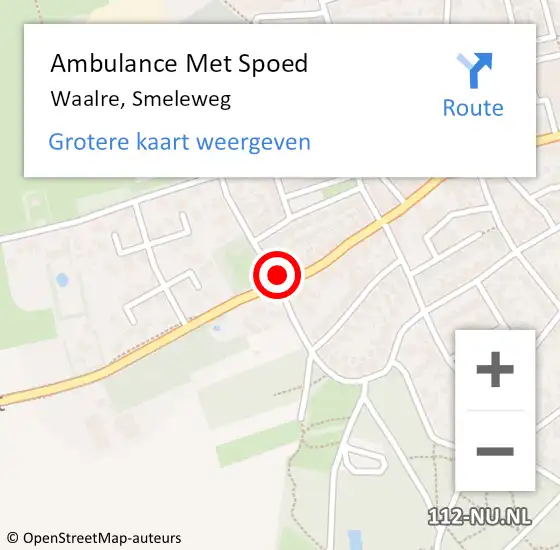 Locatie op kaart van de 112 melding: Ambulance Met Spoed Naar Waalre, Smeleweg op 26 maart 2015 13:48