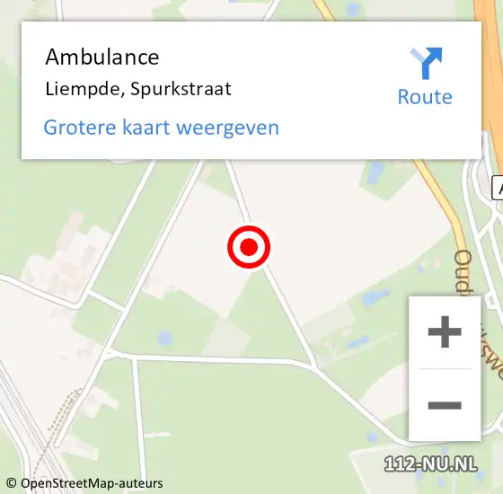 Locatie op kaart van de 112 melding: Ambulance Liempde, Spurkstraat op 26 maart 2015 16:53