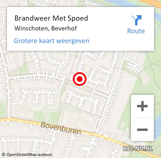 Locatie op kaart van de 112 melding: Brandweer Met Spoed Naar Winschoten, Beverhof op 26 maart 2015 20:09