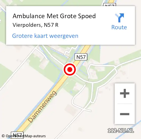 Locatie op kaart van de 112 melding: Ambulance Met Grote Spoed Naar Vierpolders, N57 R op 26 maart 2015 22:38