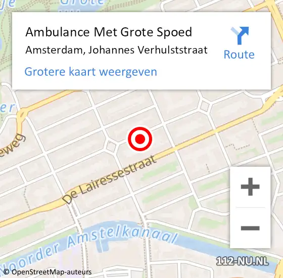 Locatie op kaart van de 112 melding: Ambulance Met Grote Spoed Naar Amsterdam, Johannes Verhulststraat op 27 maart 2015 02:35