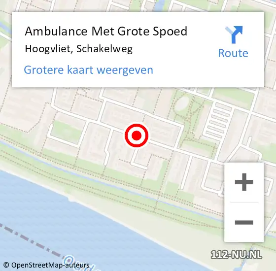 Locatie op kaart van de 112 melding: Ambulance Met Grote Spoed Naar Hoogvliet, Schakelweg op 27 maart 2015 05:07