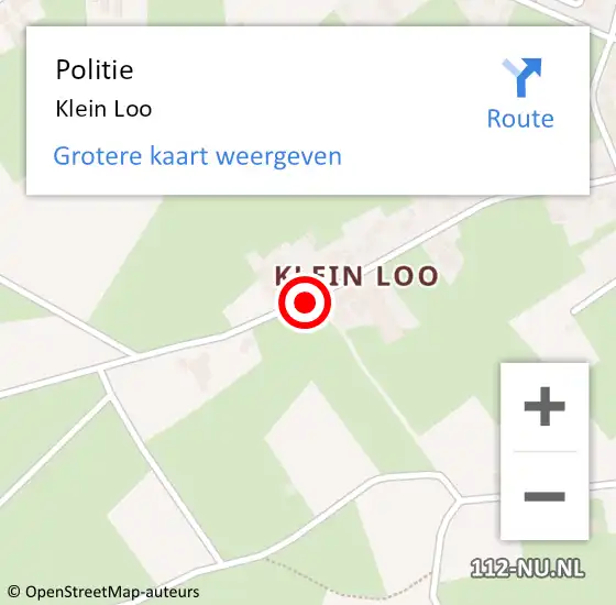 Locatie op kaart van de 112 melding: Politie Klein Loo op 27 maart 2015 05:54