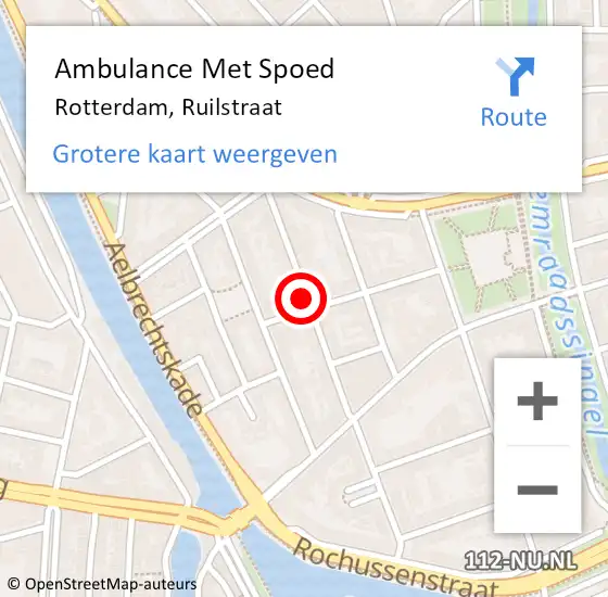 Locatie op kaart van de 112 melding: Ambulance Met Spoed Naar Rotterdam, Ruilstraat op 27 maart 2015 05:59