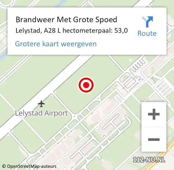 Locatie op kaart van de 112 melding: Brandweer Met Grote Spoed Naar Lelystad, A28 L hectometerpaal: 53,0 op 27 maart 2015 06:02
