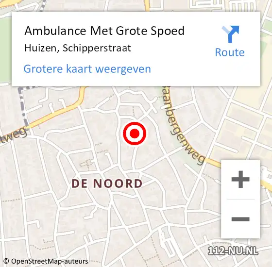 Locatie op kaart van de 112 melding: Ambulance Met Grote Spoed Naar Huizen, Schipperstraat op 27 maart 2015 18:34