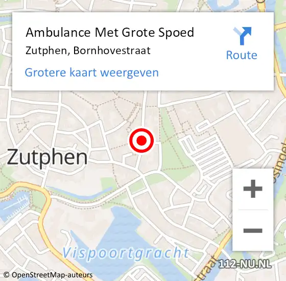 Locatie op kaart van de 112 melding: Ambulance Met Grote Spoed Naar Zutphen, Bornhovestraat op 27 maart 2015 18:44