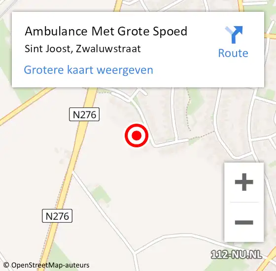 Locatie op kaart van de 112 melding: Ambulance Met Grote Spoed Naar Sint Joost, Zwaluwstraat op 27 maart 2015 19:57