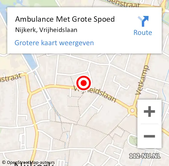 Locatie op kaart van de 112 melding: Ambulance Met Grote Spoed Naar Nijkerk, Vrijheidslaan op 27 maart 2015 22:18