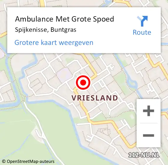 Locatie op kaart van de 112 melding: Ambulance Met Grote Spoed Naar Spijkenisse, Buntgras op 28 maart 2015 03:04