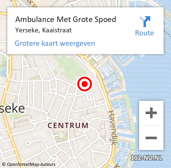 Locatie op kaart van de 112 melding: Ambulance Met Grote Spoed Naar Yerseke, Kaaistraat op 28 maart 2015 04:21
