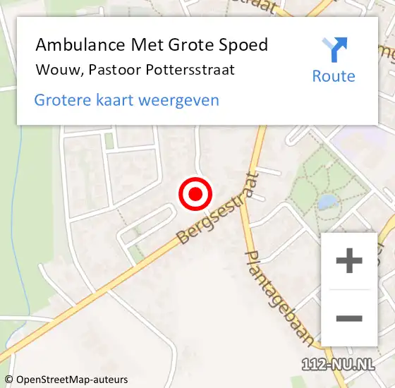 Locatie op kaart van de 112 melding: Ambulance Met Grote Spoed Naar Wouw, Pastoor Pottersstraat op 29 maart 2015 09:04