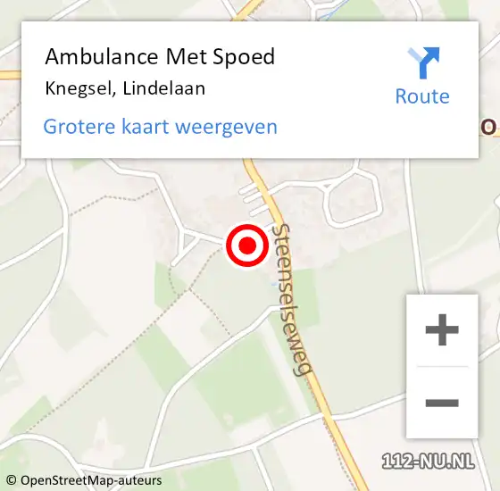 Locatie op kaart van de 112 melding: Ambulance Met Spoed Naar Knegsel, Lindelaan op 29 maart 2015 09:46