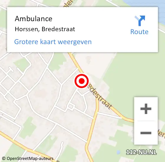 Locatie op kaart van de 112 melding: Ambulance Horssen, Bredestraat op 29 maart 2015 10:17